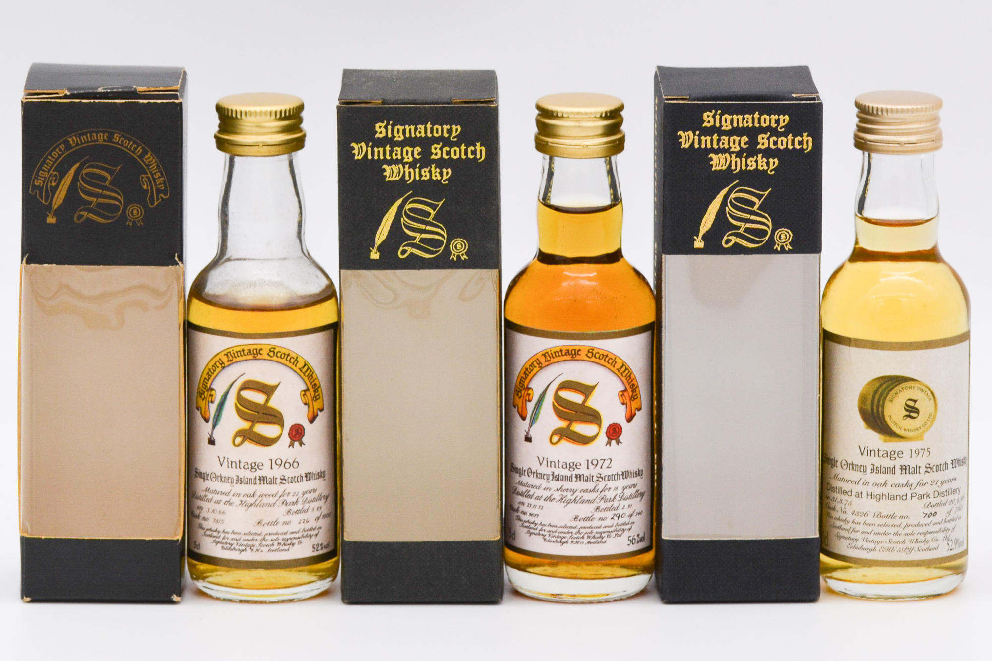 Signatory Vintage - Highland Park 1966, 1972, 1975, three bottlings