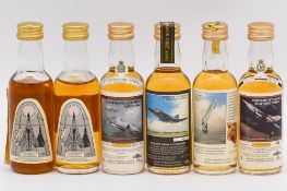 RAF whisky miniature Commemoratives - Bowmore, 10 year old, six bottlings