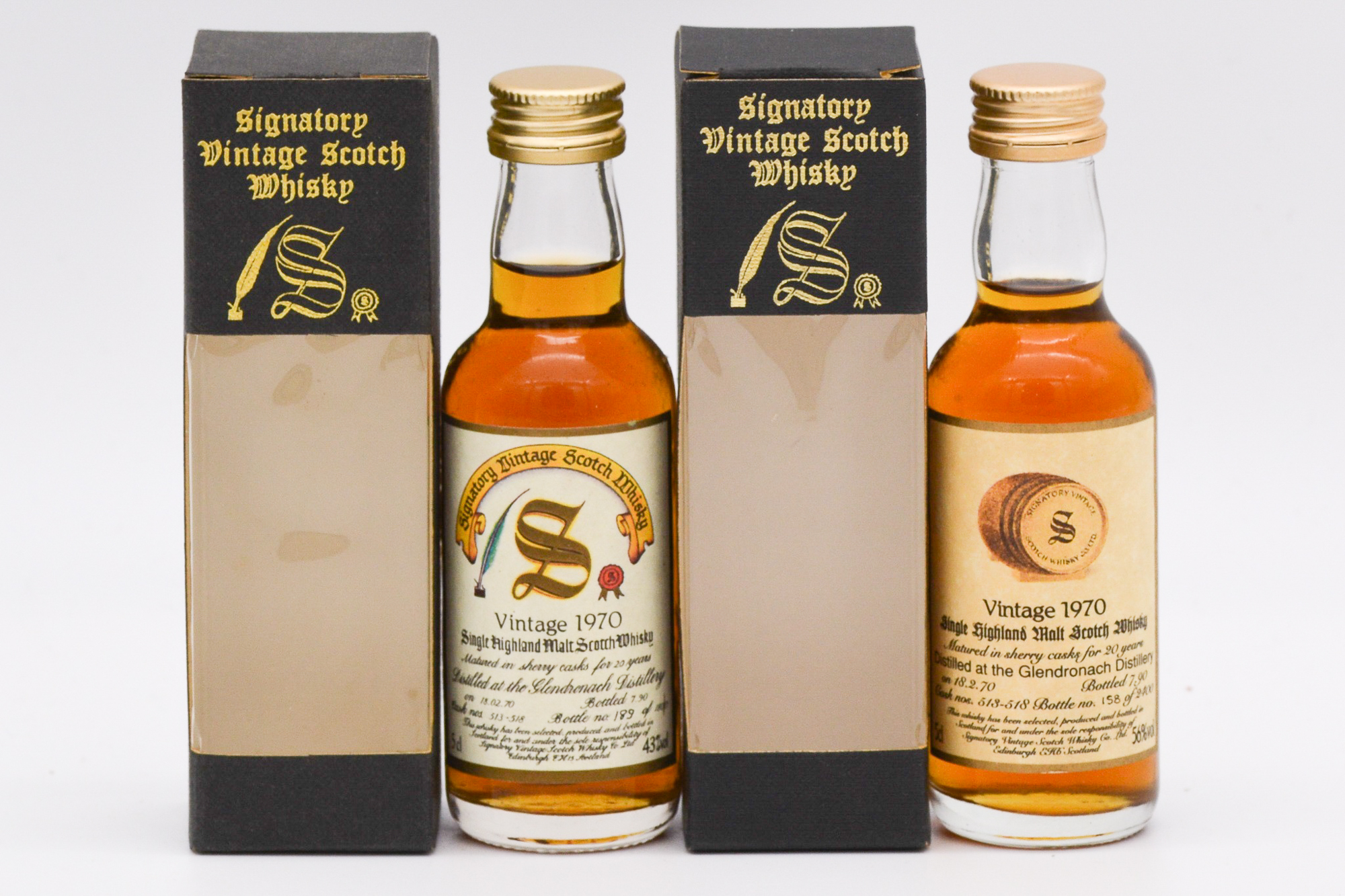 Signatory Vintage - Glendronach 1970, two bottlings