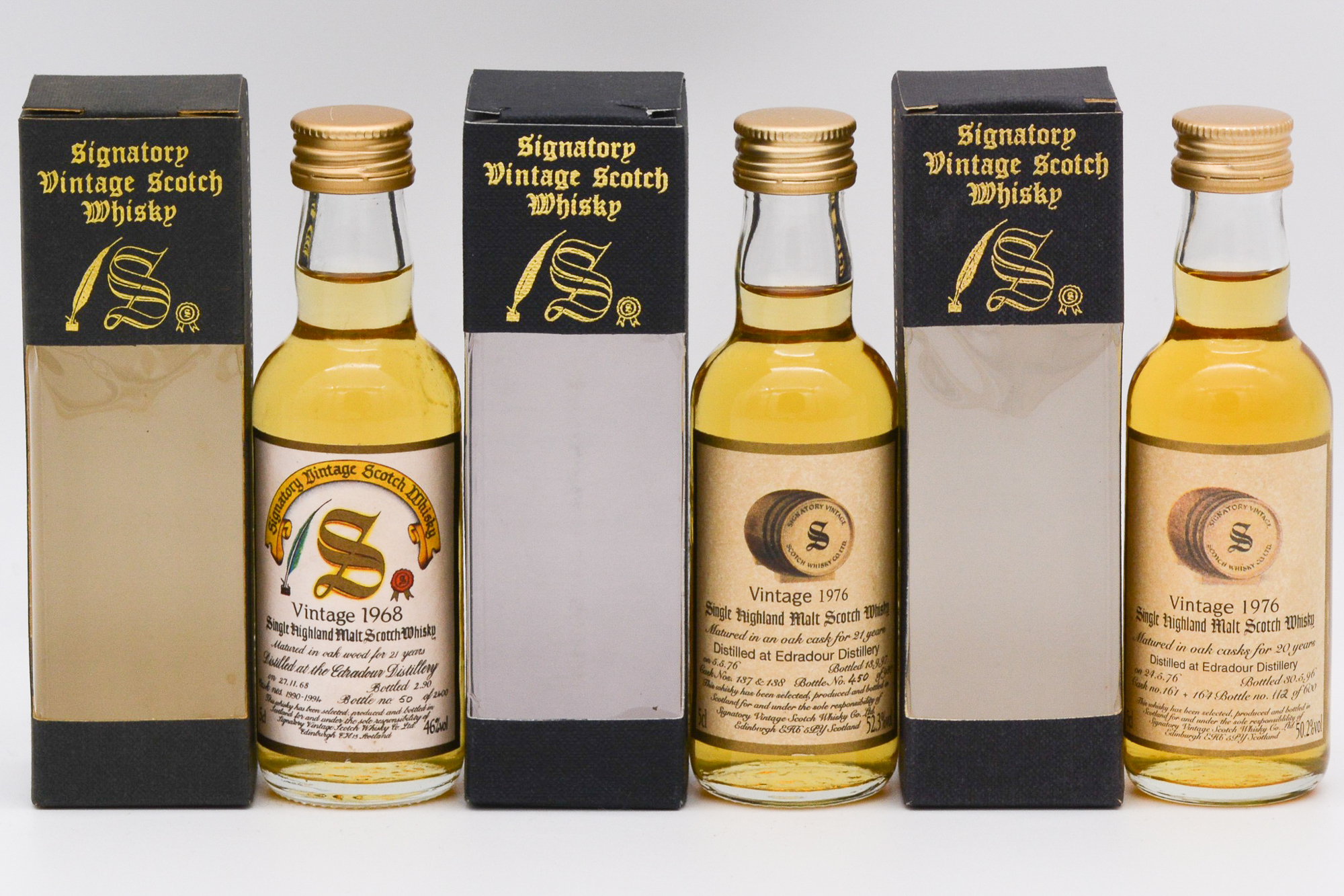 Signatory Vintage - six Highland whisky miniatures - Balvenie and Edradour - Image 2 of 4