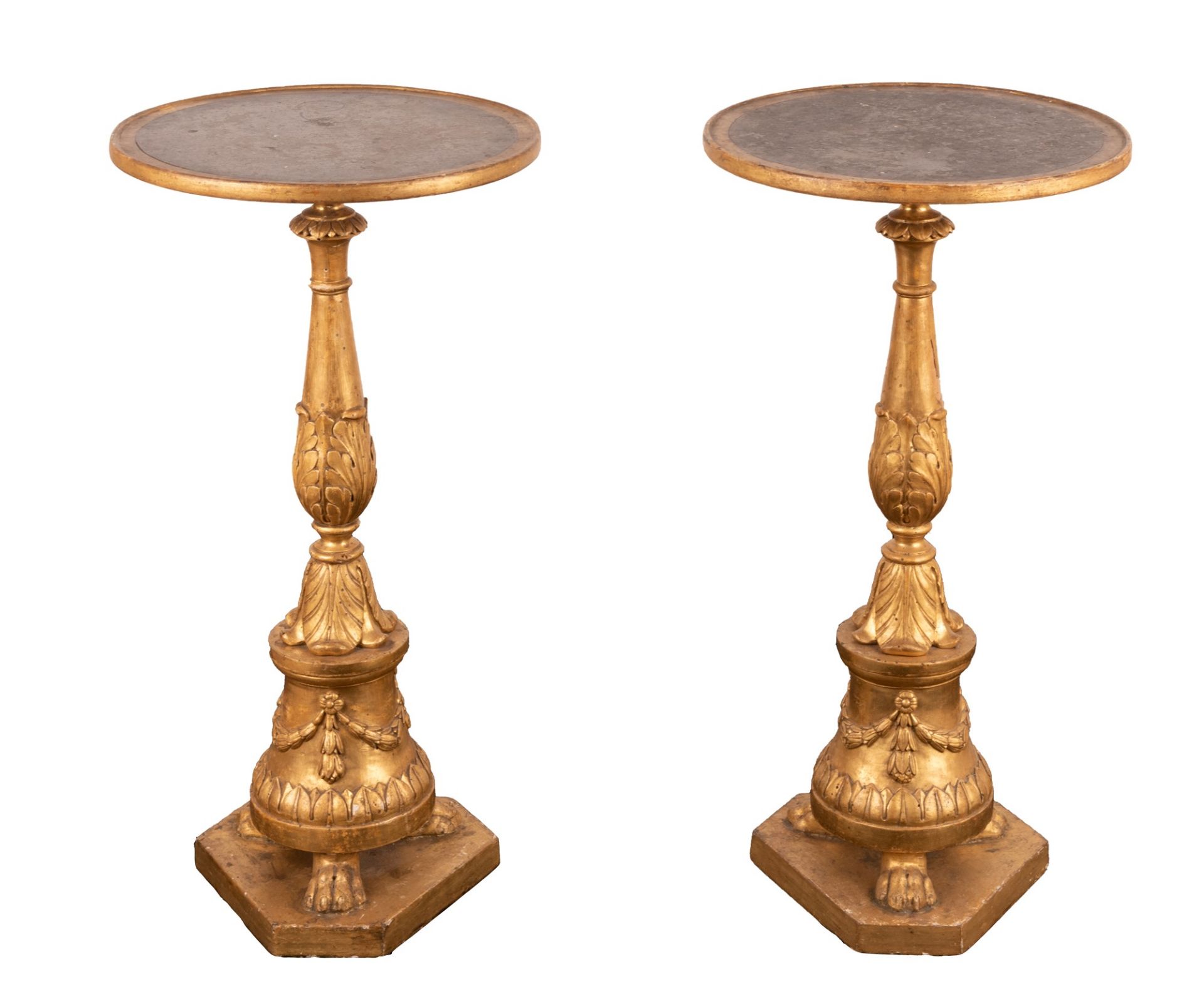 Pair of candlesticks transformed into small tables  Second half of the 18th century - Bild 2 aus 2