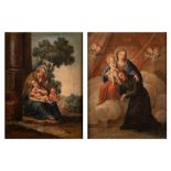 "Rest from the flight to Egypt" and "Virgin Mary with Baby Jesus and Saint Ignazio di Loyola" XVI