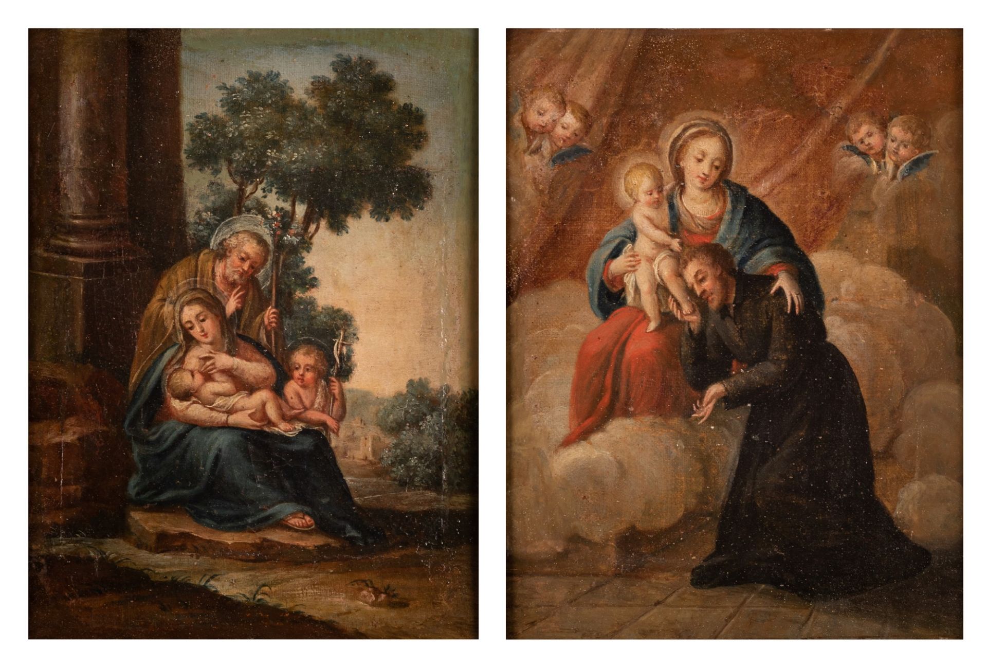 "Rest from the flight to Egypt" and "Virgin Mary with Baby Jesus and Saint Ignazio di Loyola"    XVI