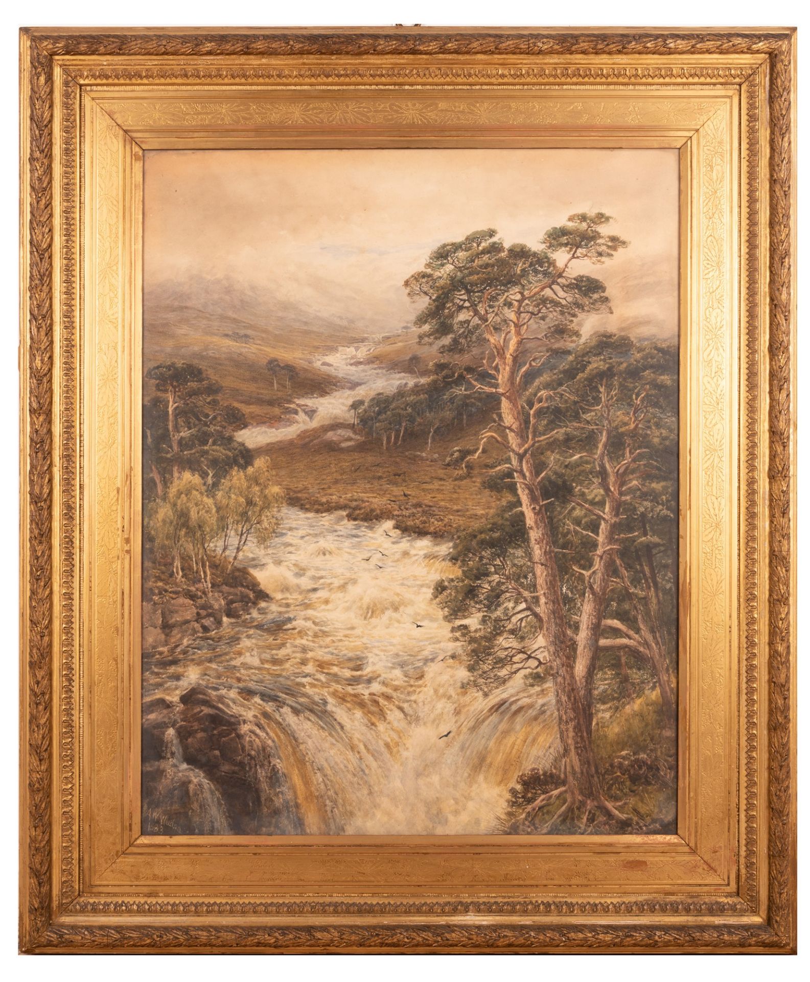Landscape with waterfall  XIX century