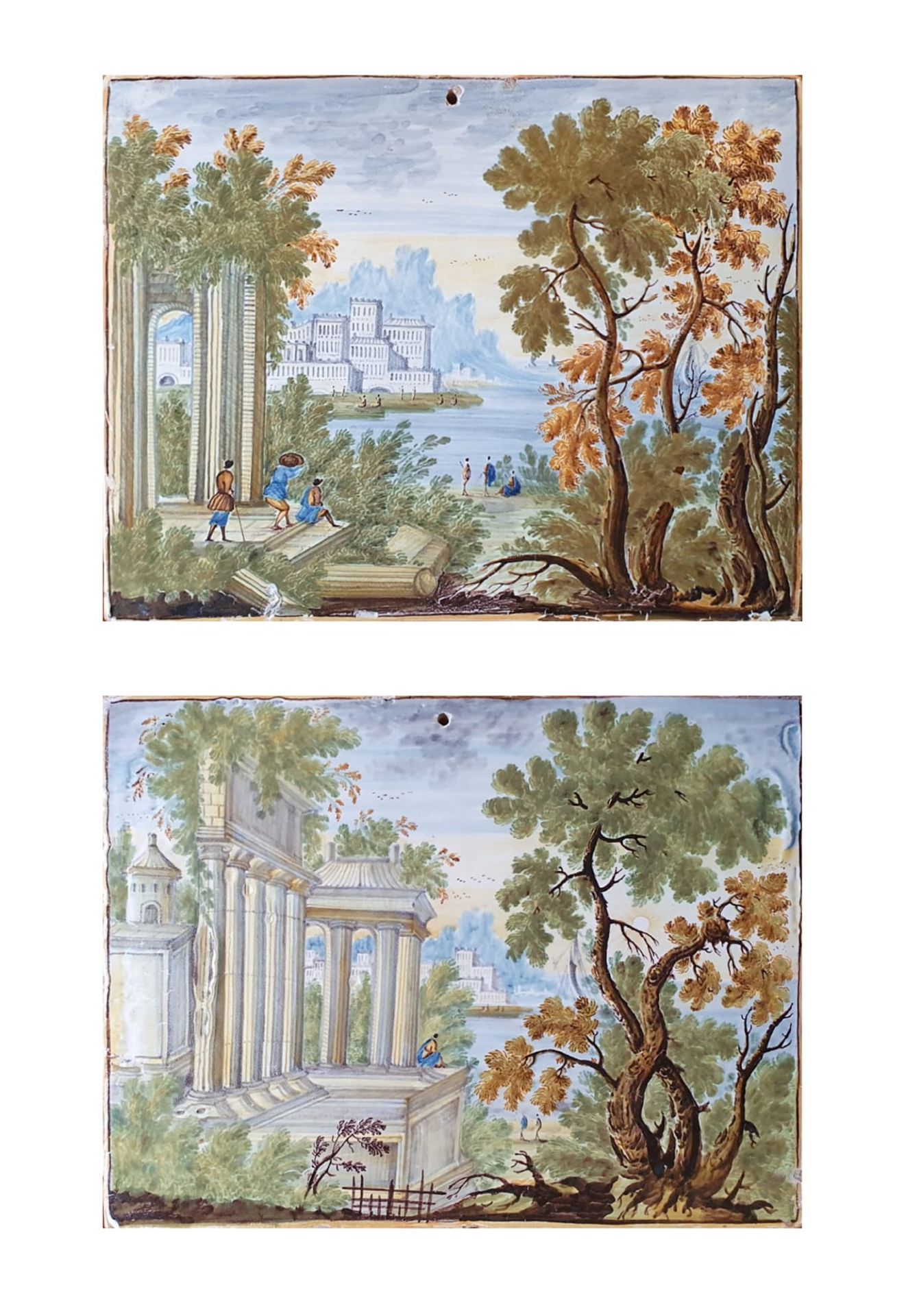 Couple of landscapes with ruins and figures  XVIII century