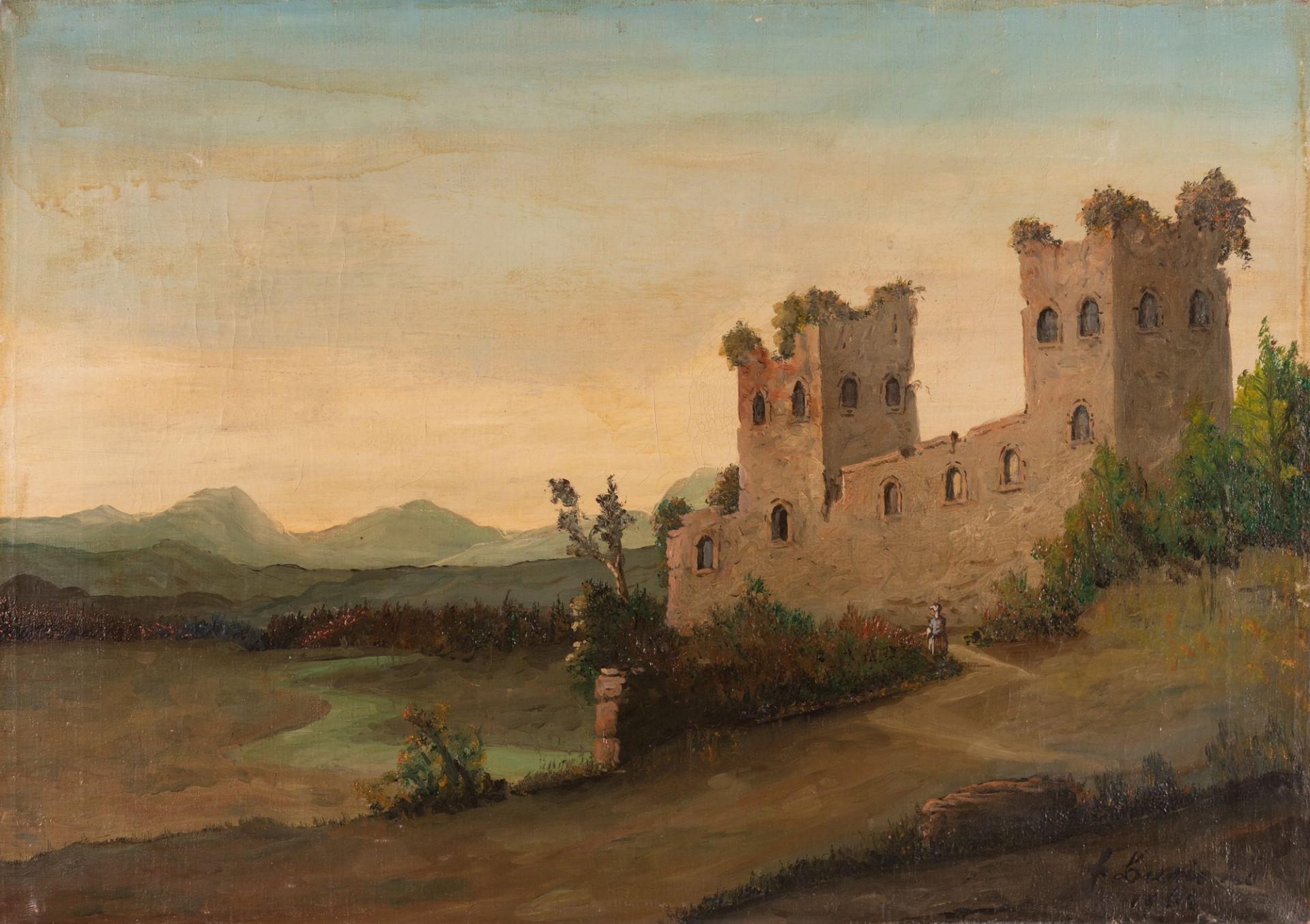 Landscape with castle  XIX century