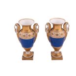 2 blue-bottomed vases. Empire style first half of 19th century