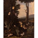 Landscape with butterflies and snake XVII century