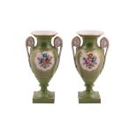 2 vases with green ground. Empire style first half of 19th century