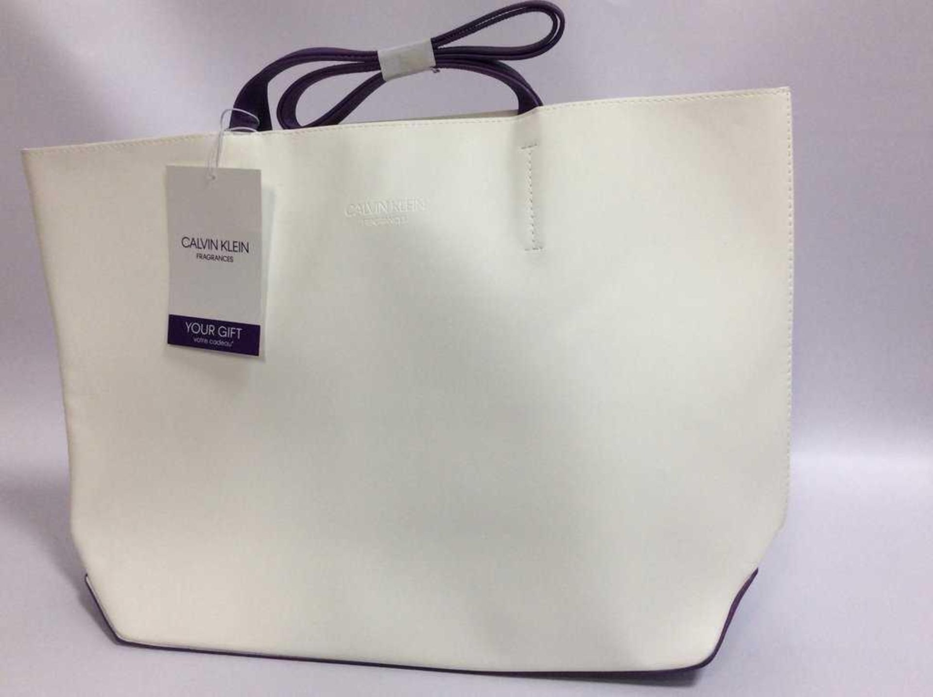 RRP £70 Bagged Brand New Calvin Klein White And Purple Fragrance Bag