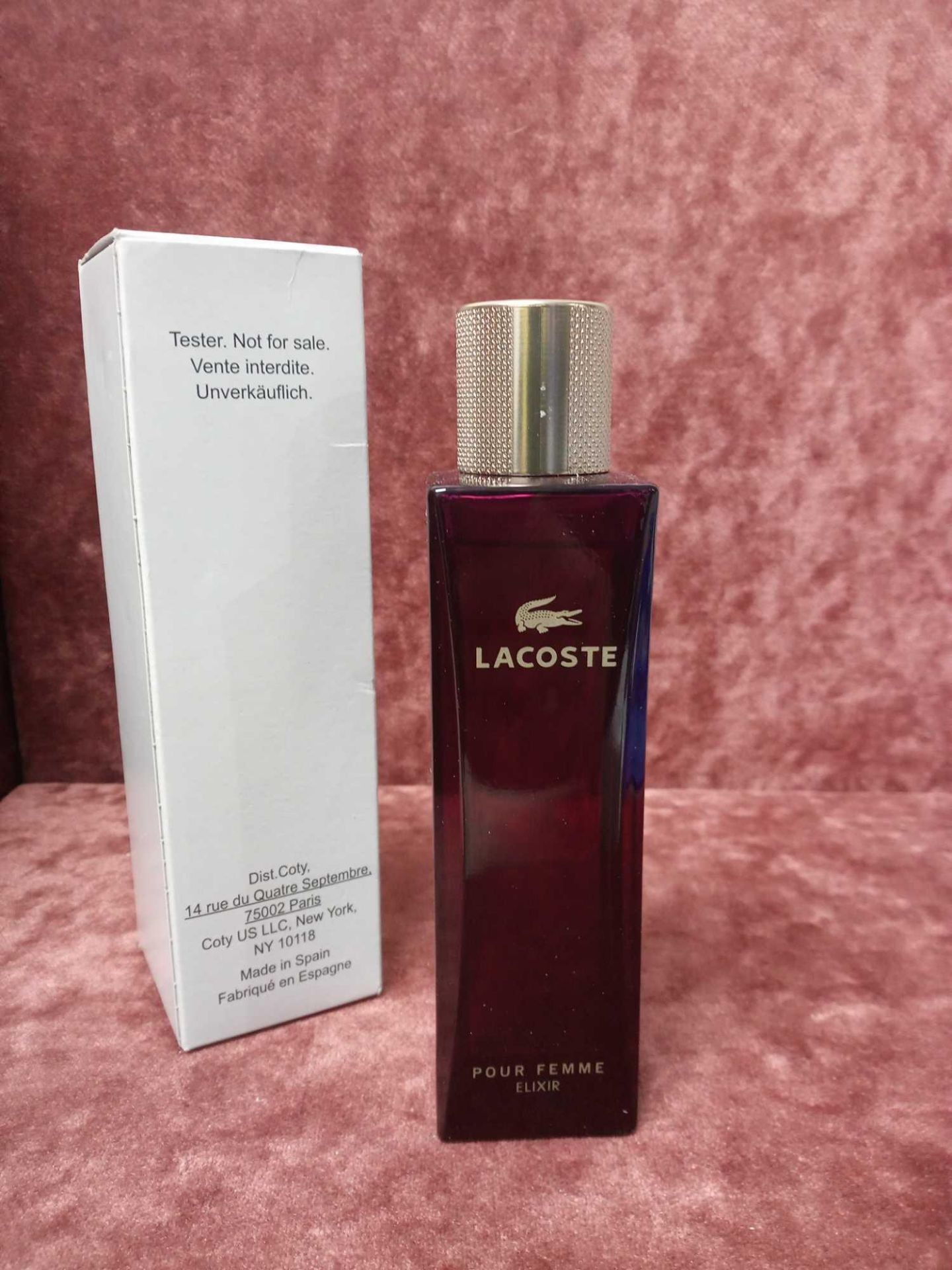 RRP £60 Boxed Full 90 Ml Tester Bottle Of Lacoste Pour Femme Elixir Eau De Parfum Spray