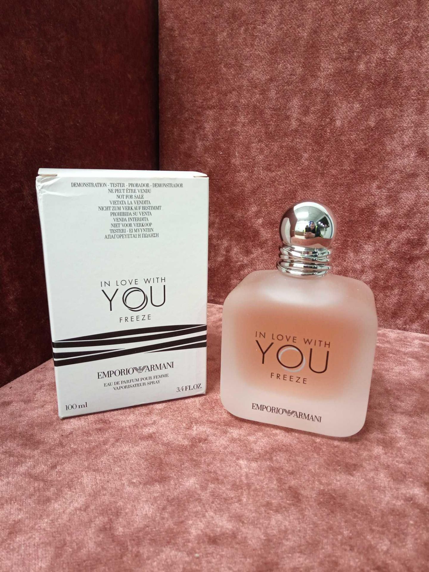 RRP £85 Boxed Full 100Ml Tester Bottle Of Emporio Armani In Love With You Freeze Eau De Parfum