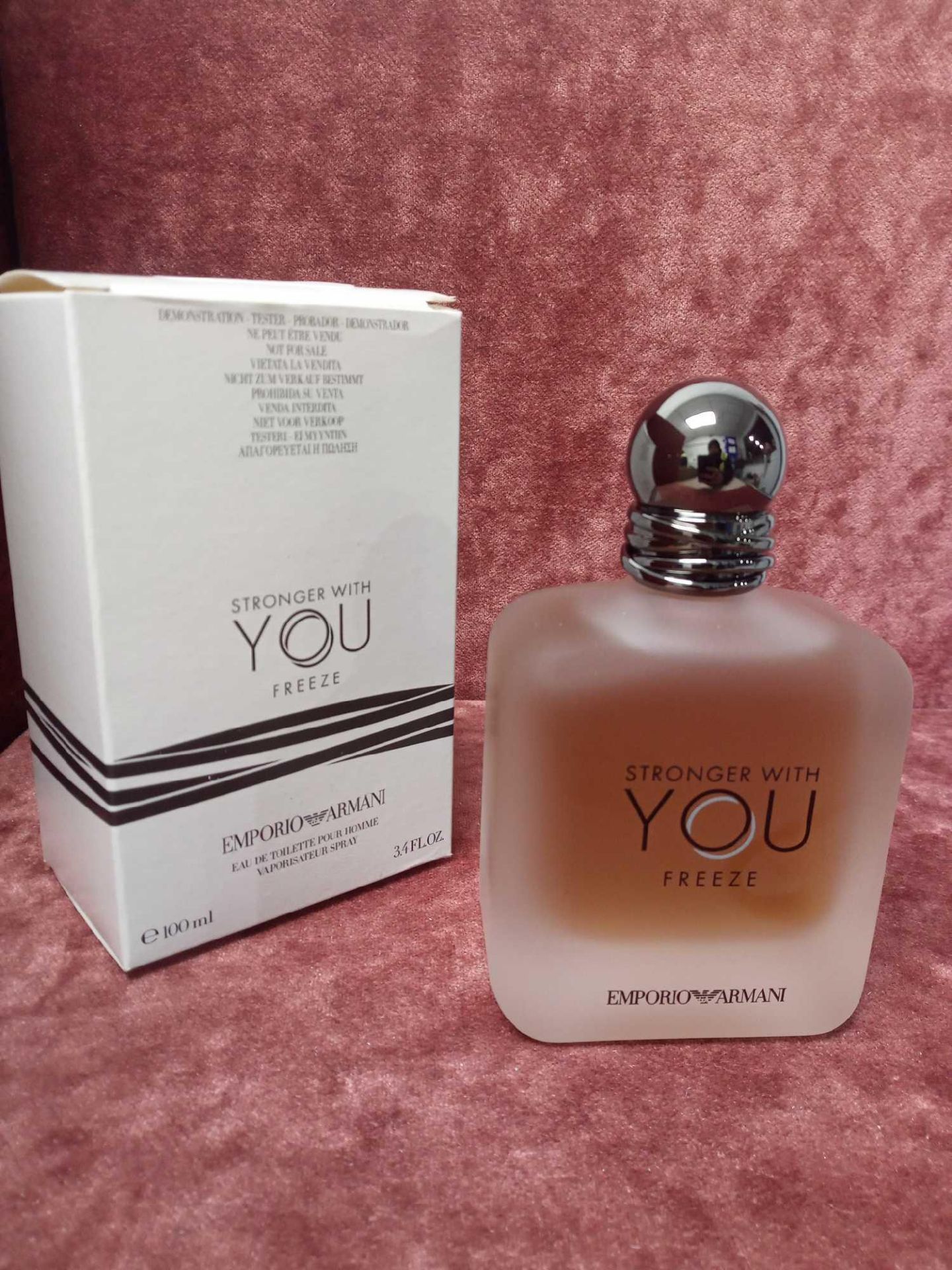 RRP £75 Boxed Full 100Ml Tester Bottle Of Emporio Armani Stronger With You Freeze Edt Spray