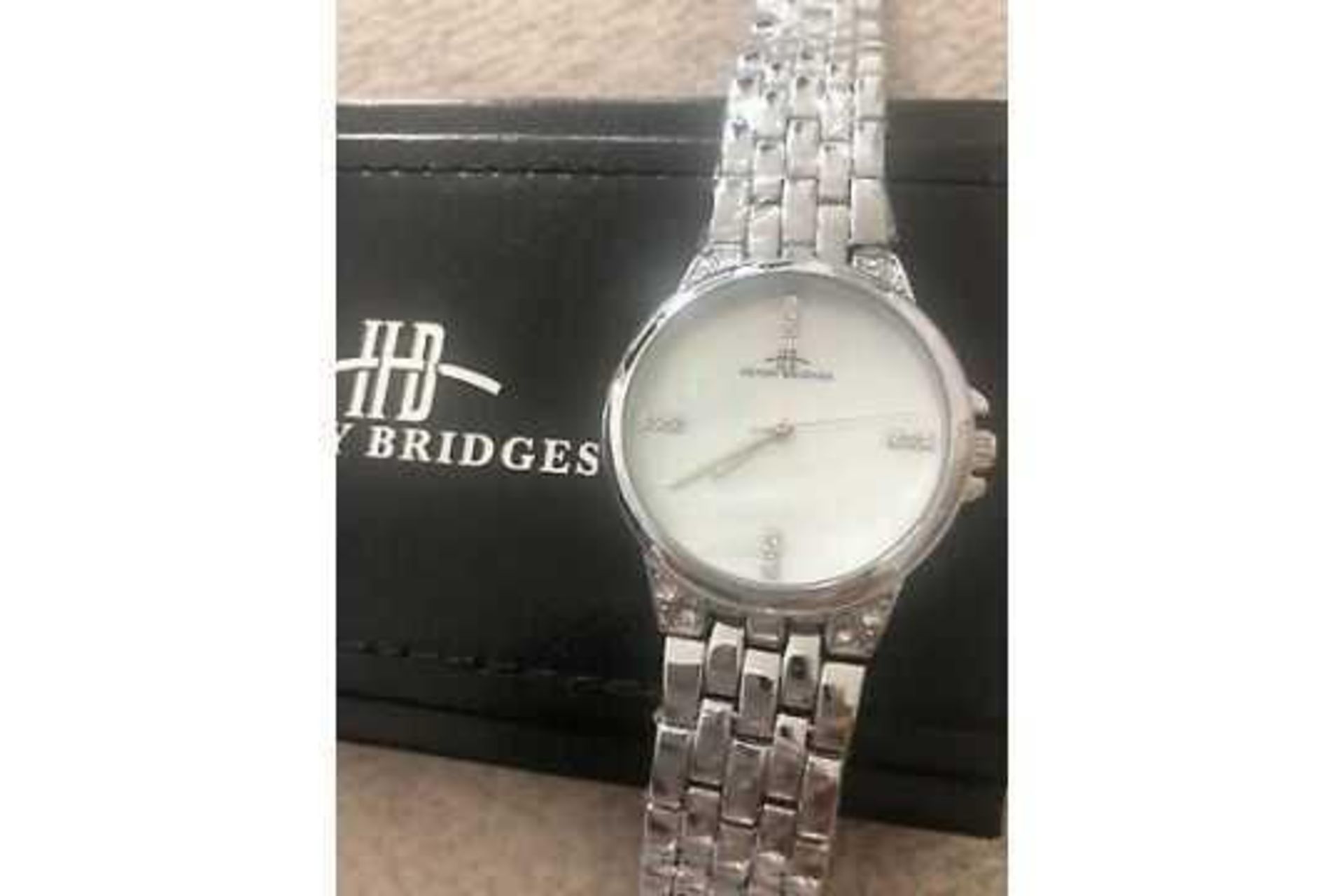 RRP £385 Ladies Henry Bridges Harrington Steel White Watch With Alloy Strap