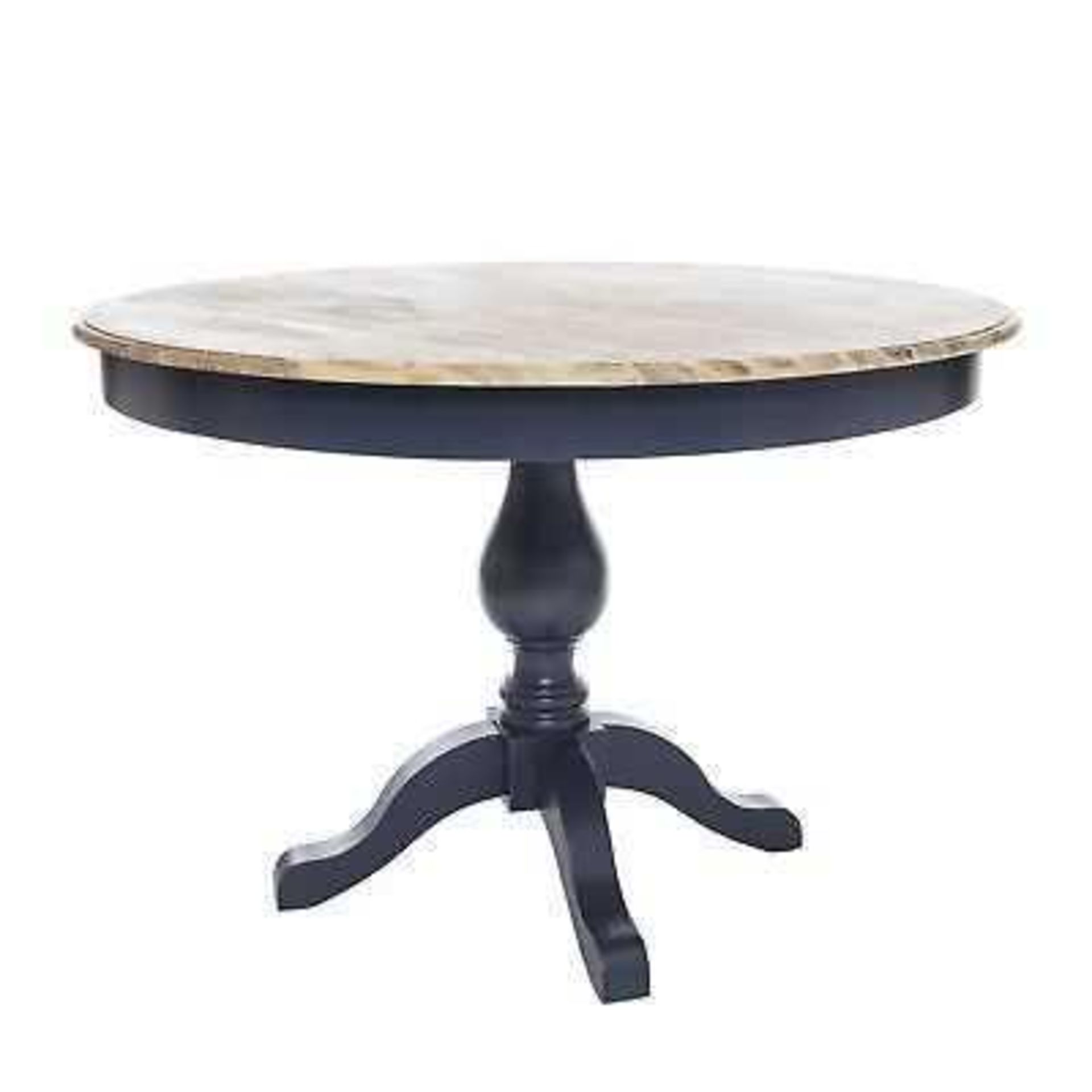 RRP £250. Boxed Oval Fixed Top Pedestal Table - Navy (Appraisals Available On Request)(Pictures