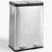 RRP £85 Boxed John Lewis 2 Section Pedal Push Bin In Stainless Steel