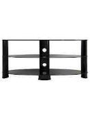 RRP £140 Unboxed 3 Tier Small Black Glass Tv Stand