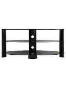 RRP £170 Unboxed 3 Tier Black Glass Tv Stand