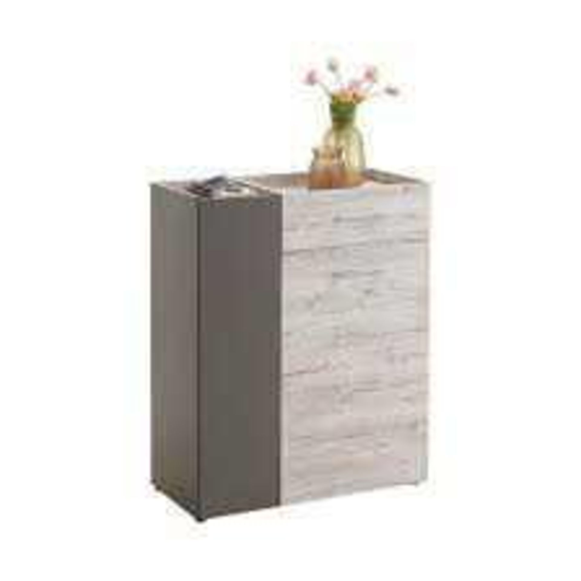RRP £125. Boxed New Hoskin Shoe Cabinet 2 Doors - Sand Oak (Appraisals Available On Request)(