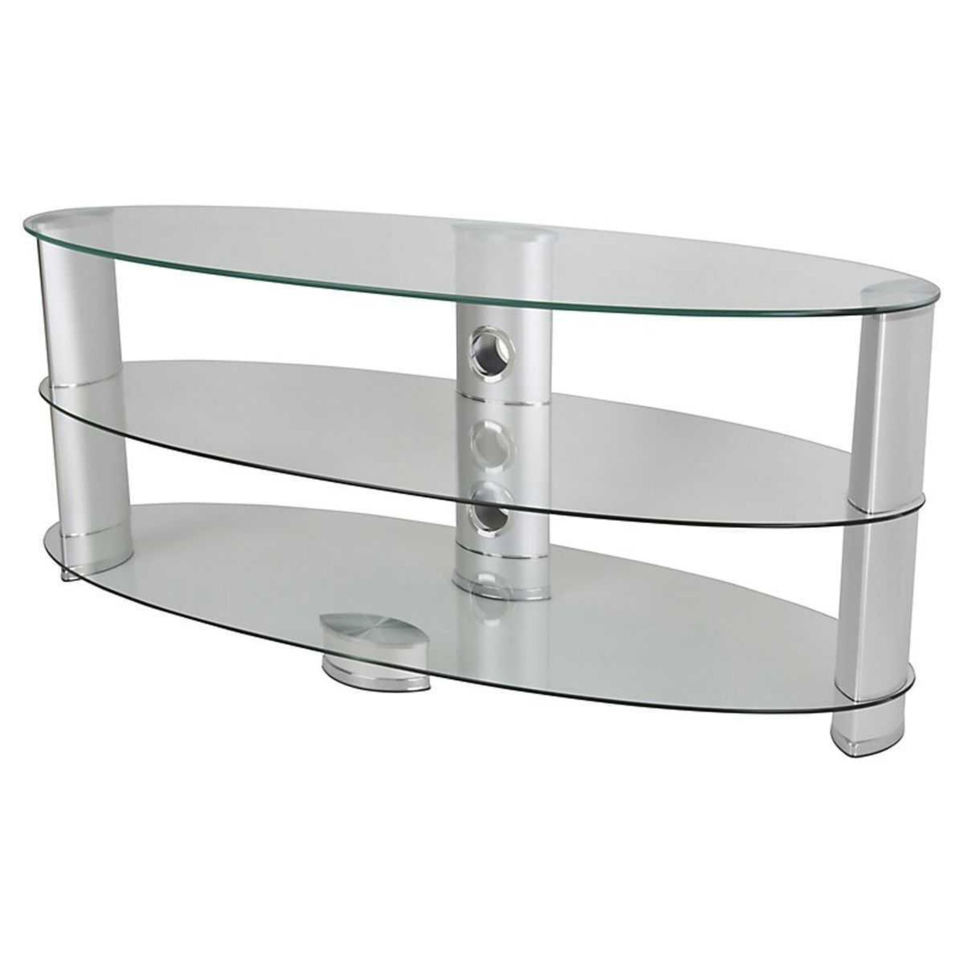 RRP £170. Boxed John Lewis Oval 1200 Tv Stand In Black Glass 01016403 (Appraisals Available On