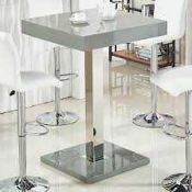 RRP £200. Topaz Grey High Gloss Bar Table With Glass Top (Appraisals Available On Request)(