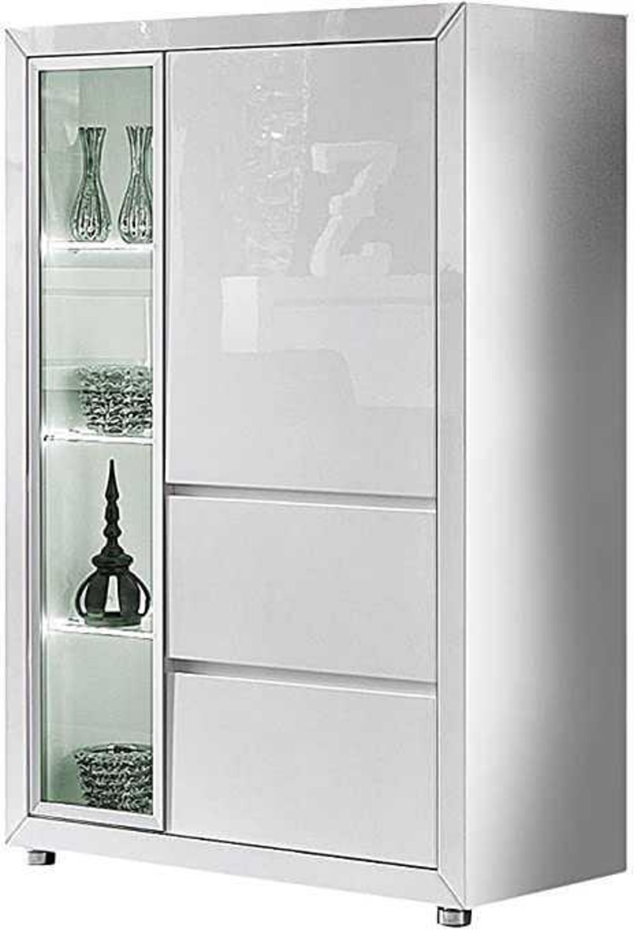 RRP £450. New Fino Glass 2 Door Cabinet (Appraisals Available On Request) (Pictures For Illustration