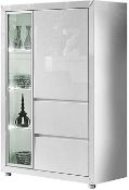 RRP £450. New Fino Glass 2 Door Cabinet (White) (Appraisals Available On Request) (Pictures For