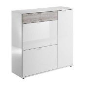 RRP £220. Boxed New Combi 2 Wide Portino Shoe Cabinet - White (Appraisals Available On Request)(