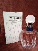 RRP £75 Boxed 100Ml Tester Bottle Of Miu Miu L'Eau Rosee Eau De Parfum