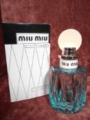 RRP £90 Boxed 100Ml Tester Bottle Of Miu Miu L'Eau Bleue Eau De Parfum
