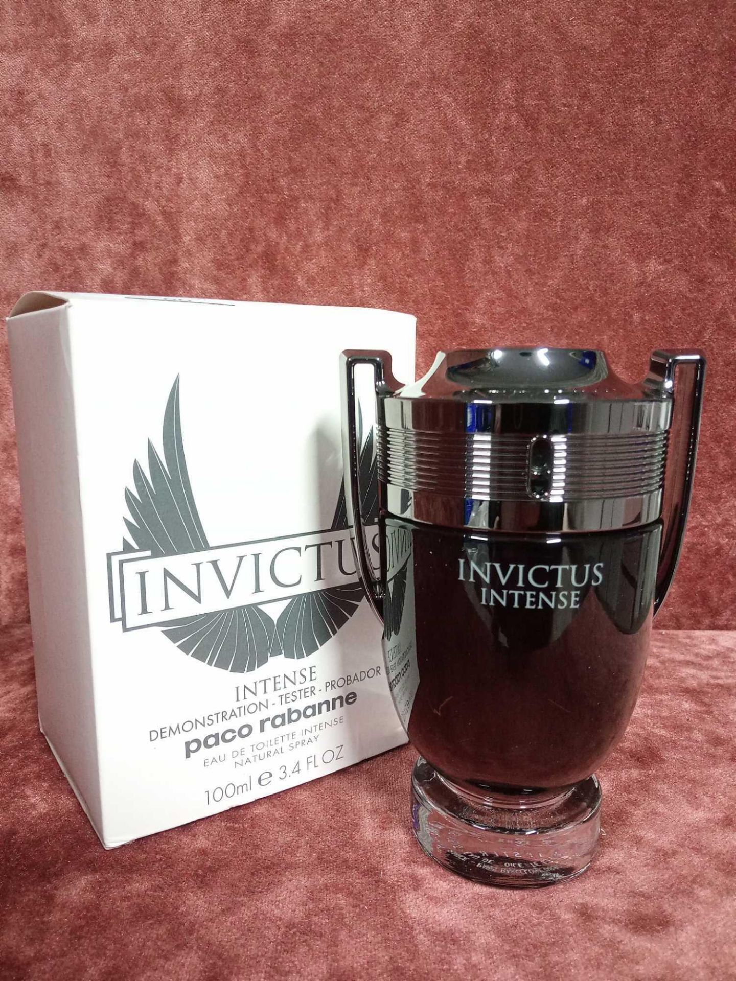 RRP £75 Boxed 100Ml Tester Bottle Of Paco Rabanne Invictus Intense Edt Spray