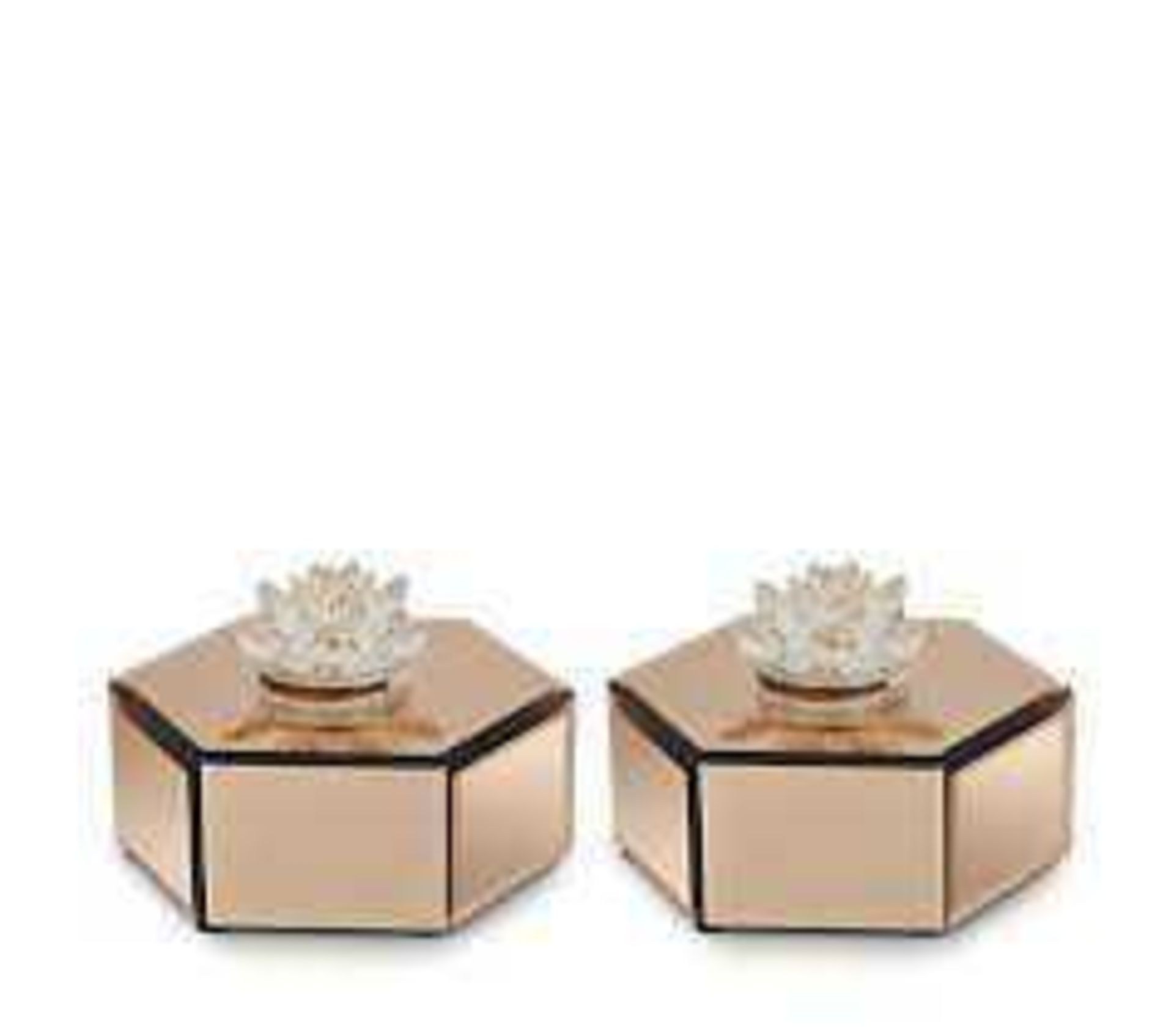 RRP £80 Boxed Julien Macdonald Crystal Lotus Flower Copper Jewelry Box