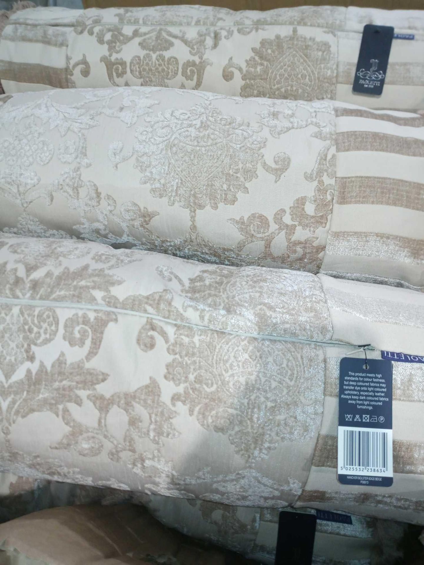 RRP £140 Lot To Contain 7 Tagged Paoletti Hanover Bolster 60X20 In Beige