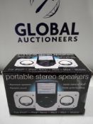 RRP £120 Lot To Contain 40 Brand New Boxed Portable Stereo Speakers For Ipod Mp3 Mp4 And Mobiles Wi