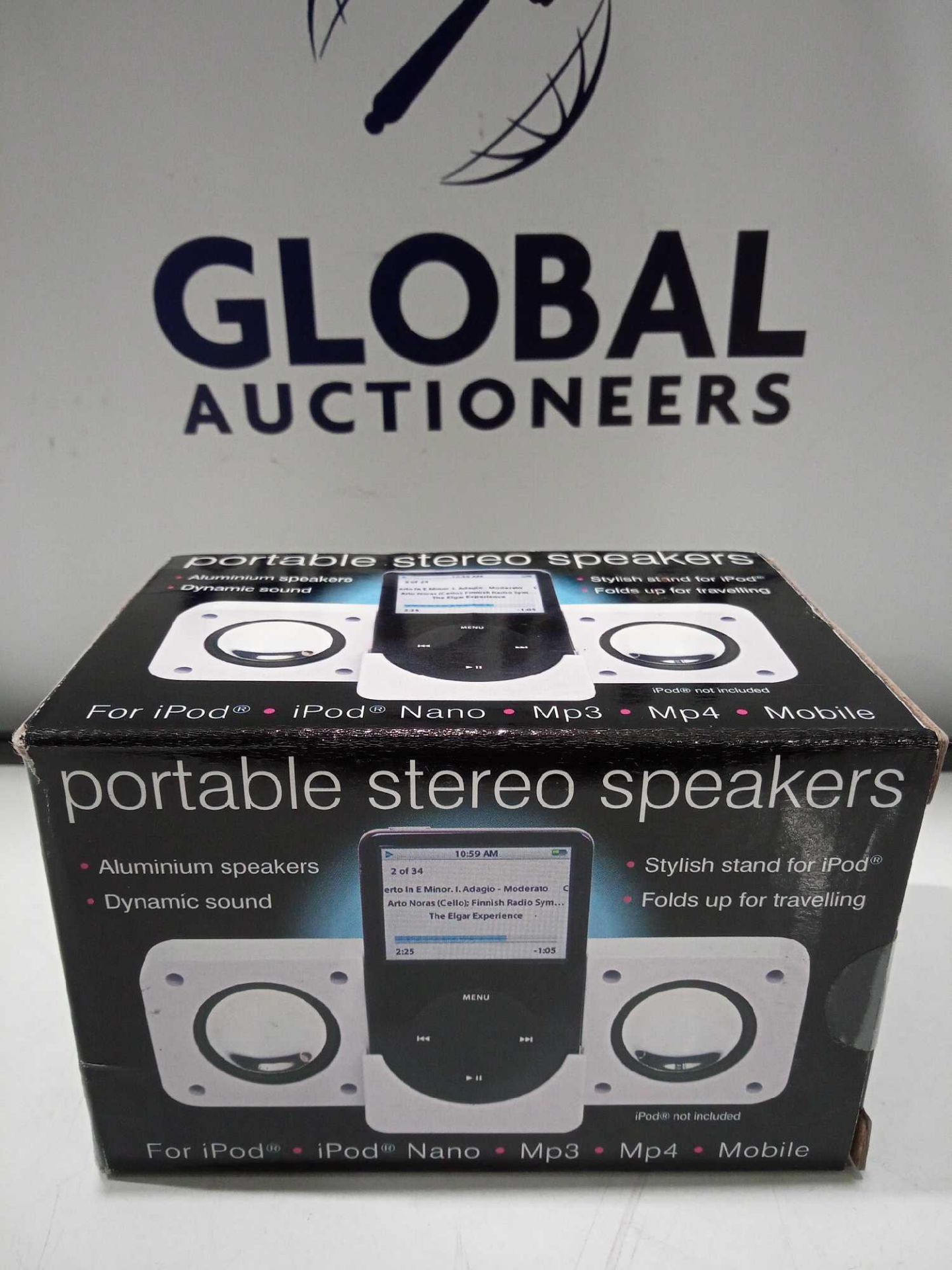 RRP £150 Lot To Contain 48 Brand New Boxed Portable Stereo Speakers For Ipod Mp3 Mp4 And Mobiles Wi