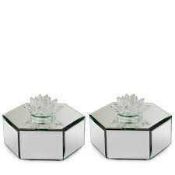 RRP £120 Boxed 4 Jm Glass Flower Jewelry Boxes