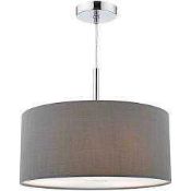 RRP £120 Boxed Ronda 3 Light Pendent With Chrome Finish And Grey Diffuser