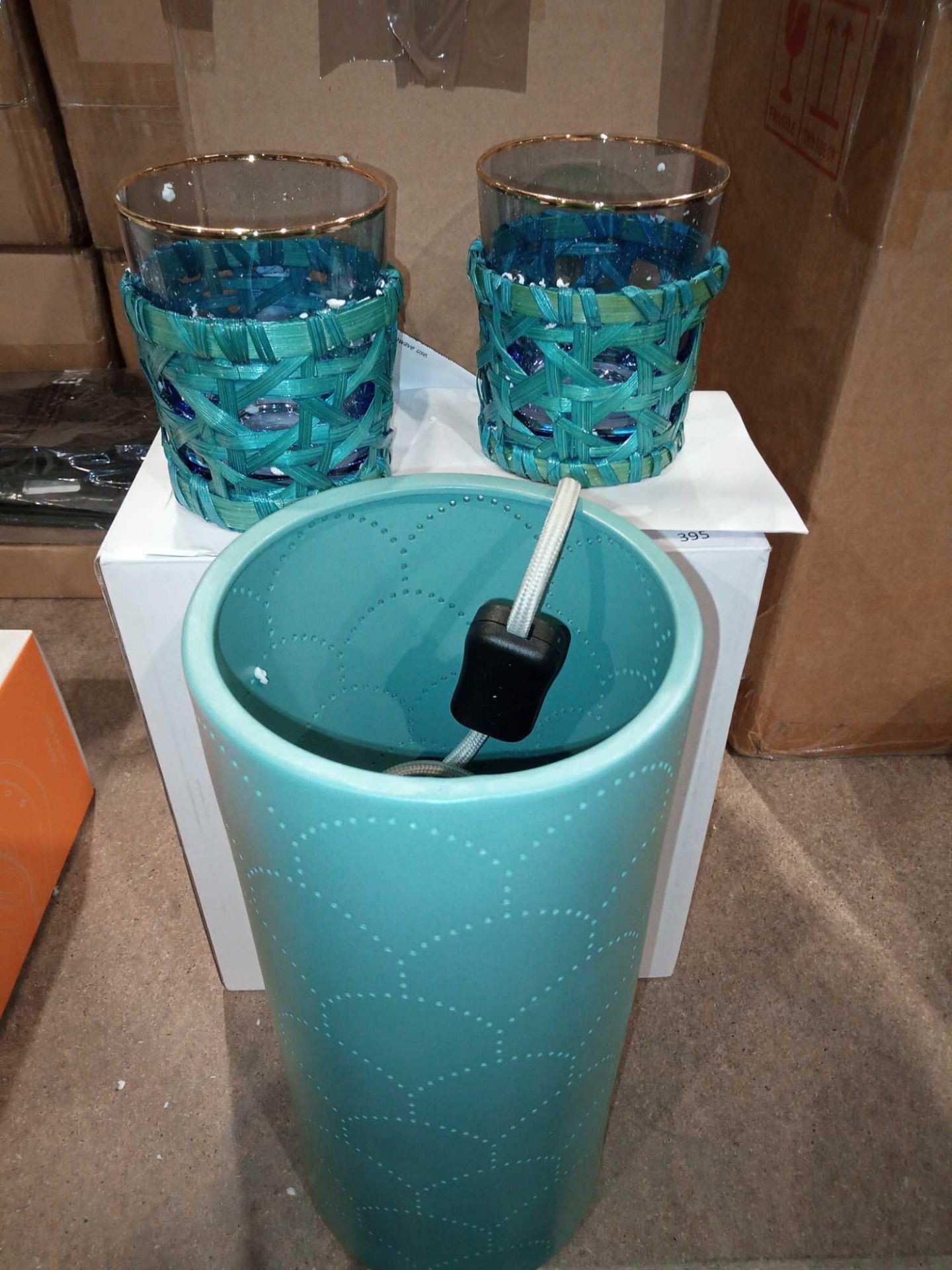 RRP £100 Lot To Contain Bundle Berry By Amanda Holden Set Of 4 Glass Tumblers 220Ml And Teal Table L