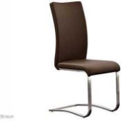 RRP £200 - New 'Pavo' 2 Brown Dining Chairs In Faux Leather