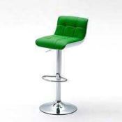 RRP £200 - New 'Bob' 2 Green Barstools In Faux Leather With Chrome Base