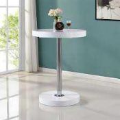 RRP £210 - 'Havana' Round Bar Table In White High Gloss