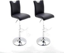 RRP £200 - New 2 'Aachen' Cappuccino Barstools In Faux Leather With Chrome Base
