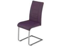 RRP £200 - New 'Bob' 2 Violet Barstools In Faux Leather With Chrome Base