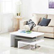 RRP £220 - White And Grey High Gloss Rotating Coffee Table