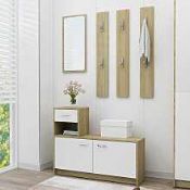 RRP £200 - New 'Mandy' Hallway Wardrobe - White / Sand Oak