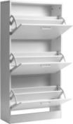 RRP £170 - New 'Spicer 3' Midas Wooden Shoe Storage Cabinet - White