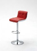 RRP £200 - New 'Bob' 2 Red Barstools In Faux Leather With Chrome Base