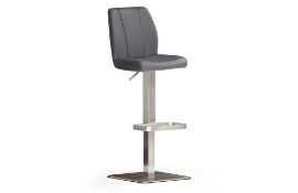 RRP £100 - New 'Naomi' Grey Barstool In Faux Leather With Chrome Base