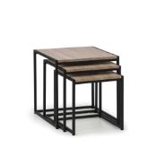 RRP £80 - New 'Tribeca' Black/Walnut Nest Of 3 Tables