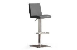 RRP £100 - New 'Lopes' Grey Barstool In Faux Leather With Chrome Base
